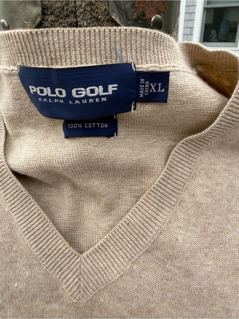 Men's Polo Golf V-Neck Sweater Vest - Beige